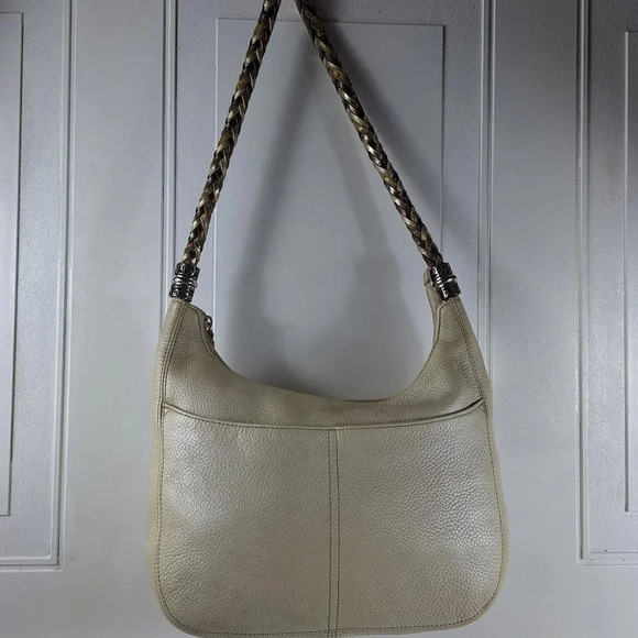 Brighton Barbados Ziptop Hobo Pearl Leather Bag Purse - Picture 4 of 13